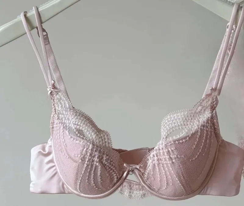 Half Cup Lingerie Set Women Thin Cup Push Up Soft Underwire Bra Panty Small Chest Gather Side Support Anti Sag Underwear 32‑38