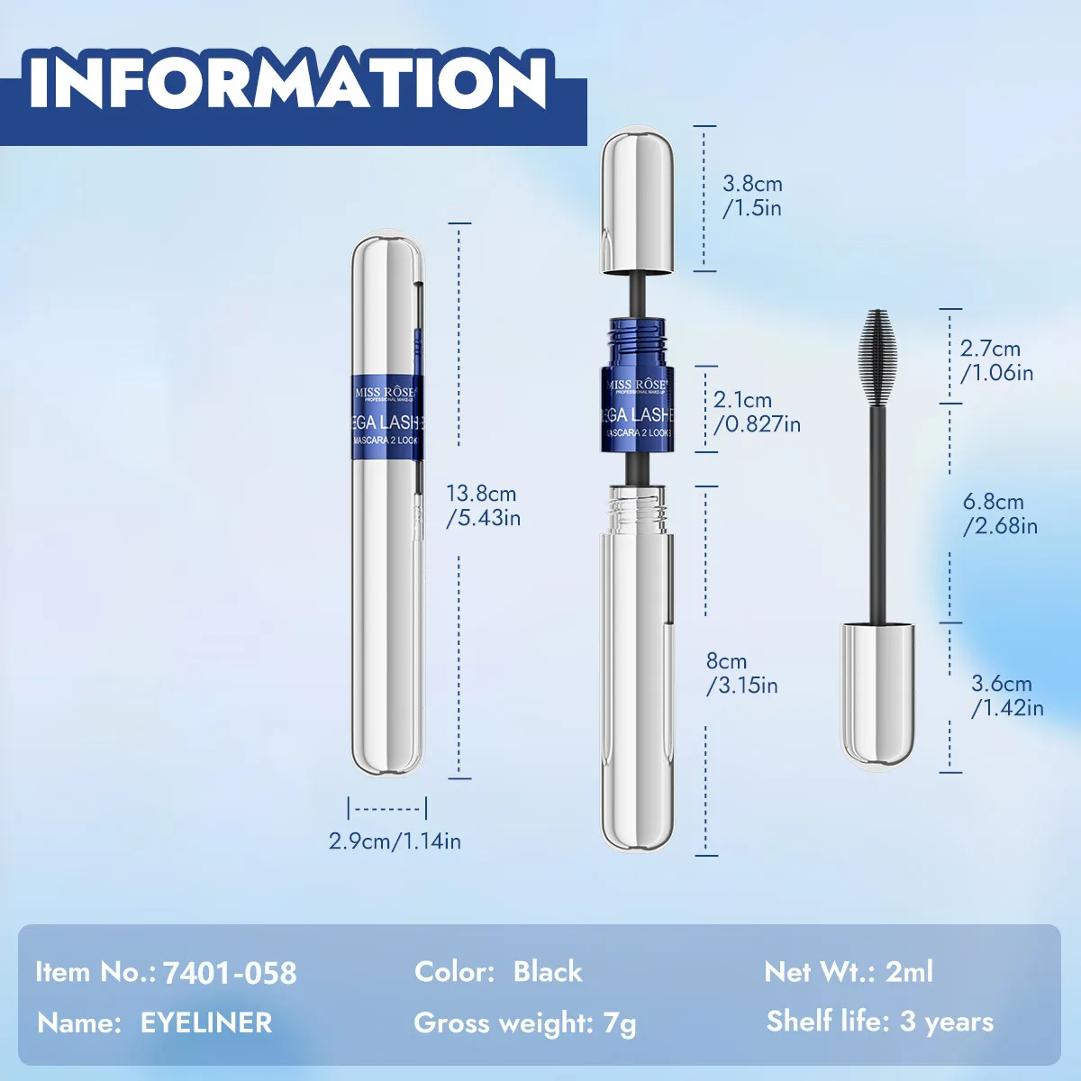 Black Mascara Set Big Brush Head Volumizing Lengthening Curling Mascara Waterproof Eyelash Primer Eye Makeup Cosmetic