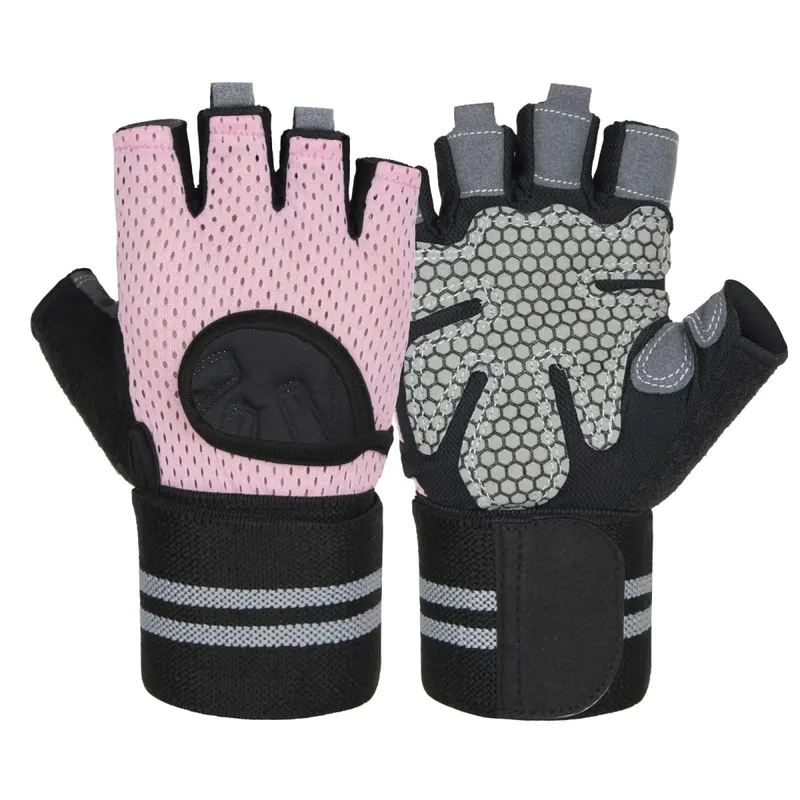 Anti Slip Shock Breathable Half Finger Gloves Breathable Cycling Gloves Fitness Gym Bodybuilding Crossfit Exercise Sports Gloves