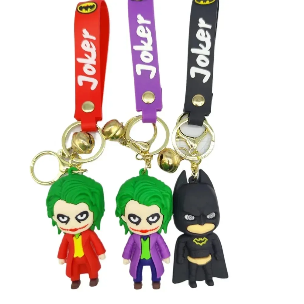 Cute Cartoon Keychain PVC Soft Rubber Animel Batman Joker Doll Pendant Ornaments Gift — image 5