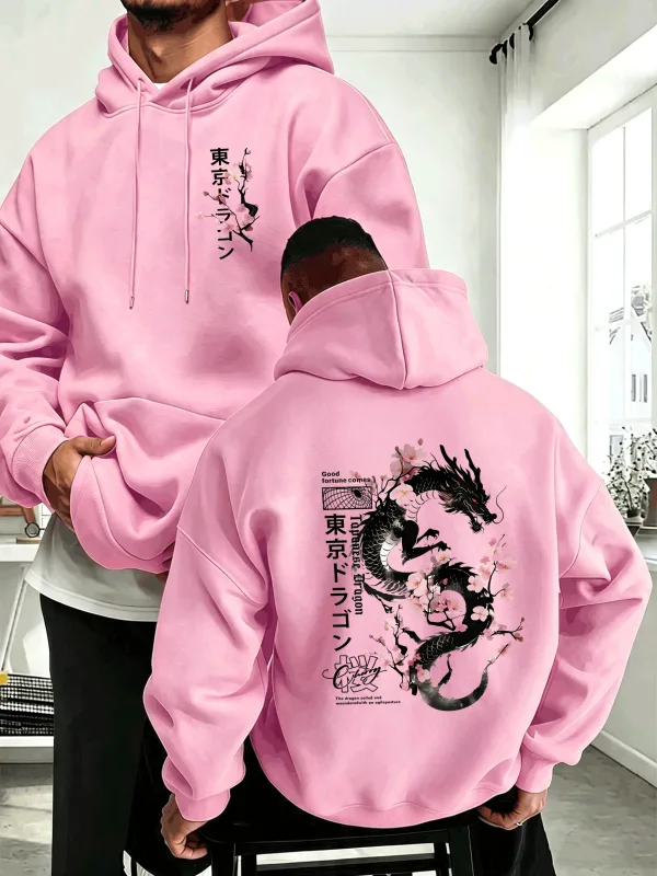 Japanese Tokyo Sword Cherry Blossom Printing Men'S Hoody Autumn Loose Hoodies Casual Fleece Sportswear Comfortable Pullovers