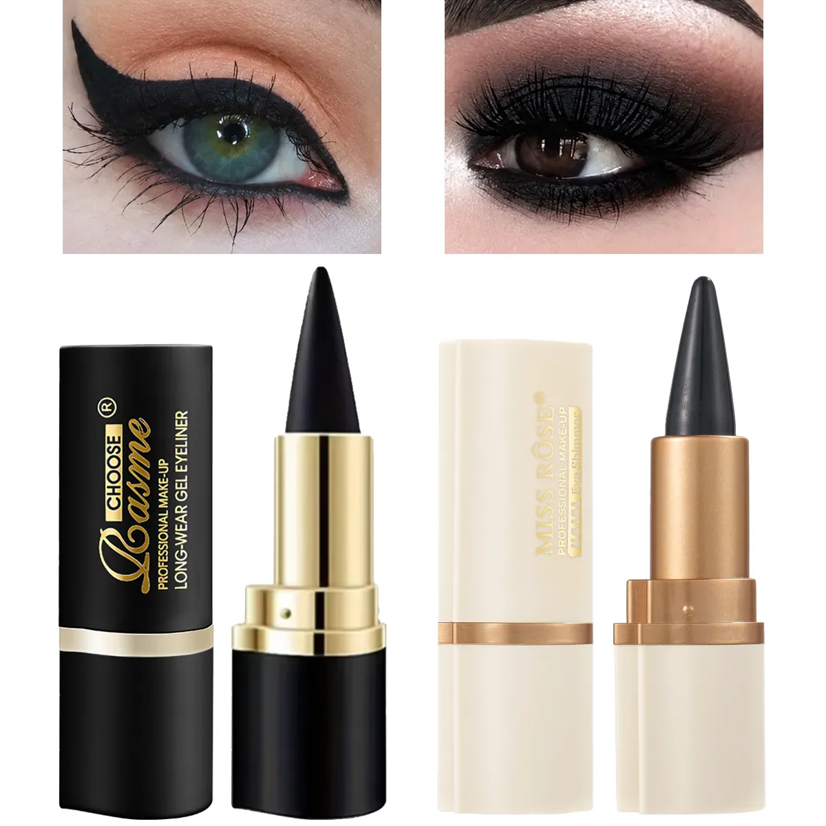 Retractable Gel Eyeliner Pencil Waterproof Long Lasting Smooth Black Eyeliner Cream Makeup Tool