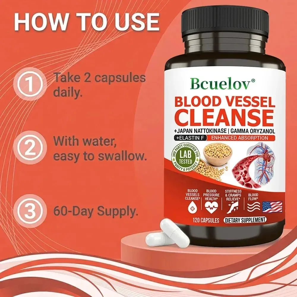 Nattokinase Capsules - Supports Heart and Circulatory Health Helps Maintain Daily Health Vegan and Gluten-Free
