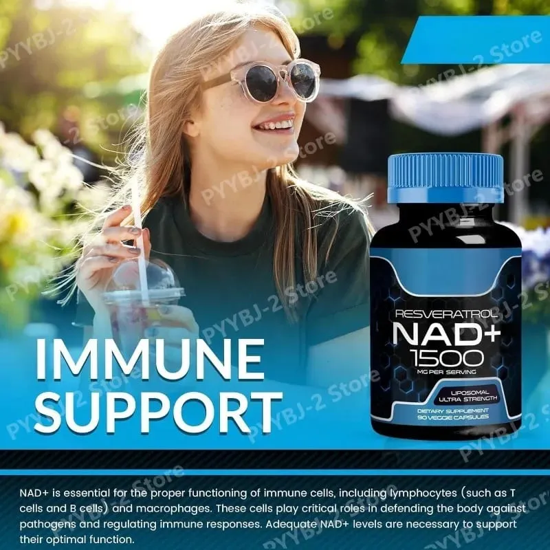 NAD+ Capsules with Resveratrol Herbal Antioxidant Supplement Support Cellular Health Energy & Anti Aging for Women Men 90pieces