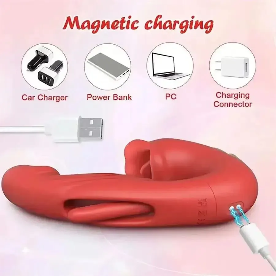 3 in 1 Telescopic Flapping Tongue Licking Dildo Female Clitoris Stimulator Finger Flapping Vaginal Massager Masturbator Sex Toy — image 3