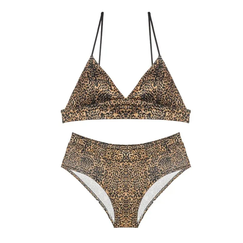Best Seller Leopard Print Lingerie Set French Triangle Cup Wireless Bra Adjustable Straps Soft Comfortable Underwear Ladies S-XL — image 10