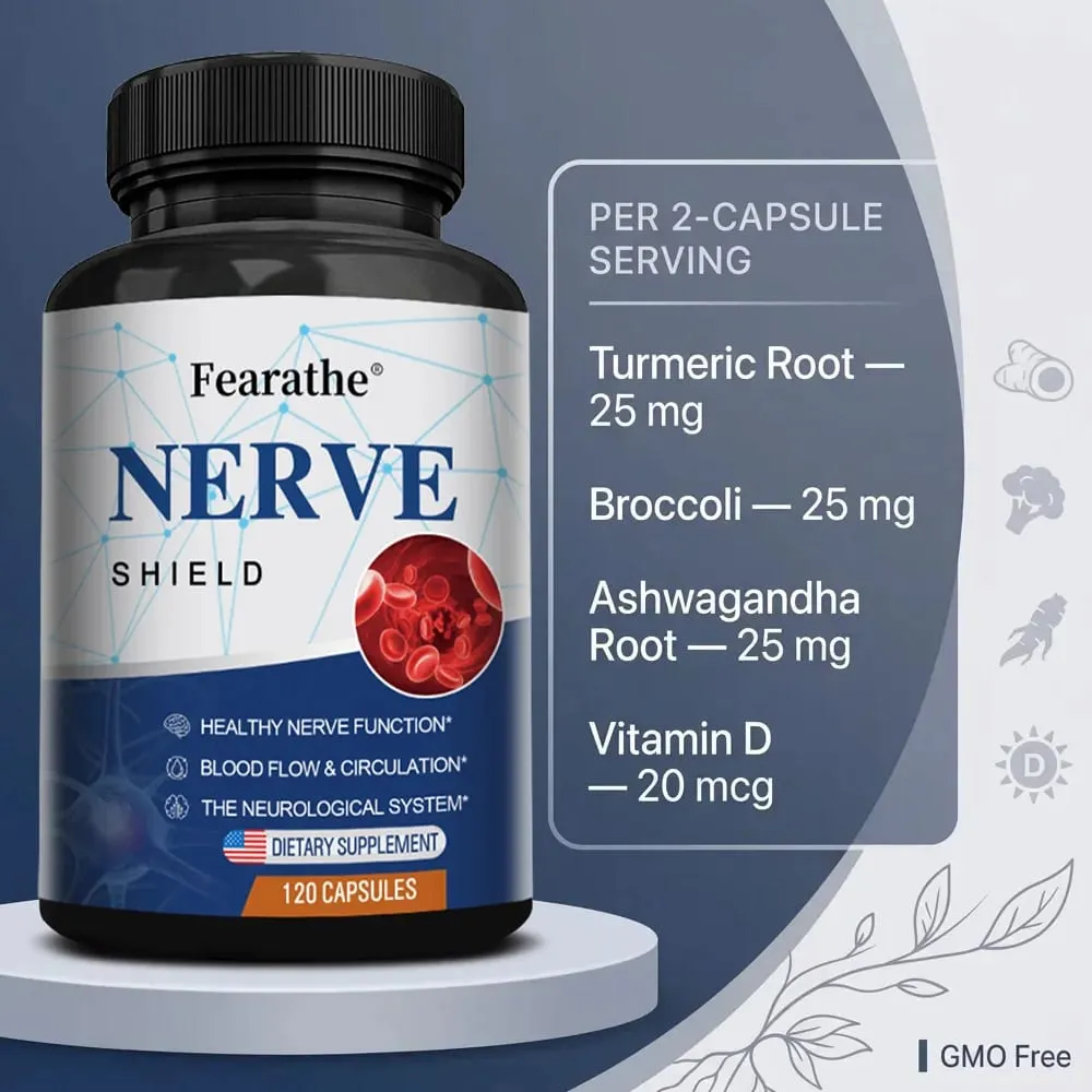 Nerve Support Supplement - B Vitamins Supports Nerve & Brain Function Neurotransmitters Blood Circulation & Joint Health