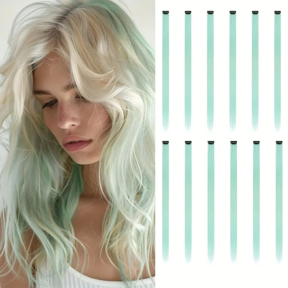 12Pcs Clip In Hair Extensions 22 Inch Synthetic Color Extensions Women's Exclusive Long Straight Style Multiple Colors Available