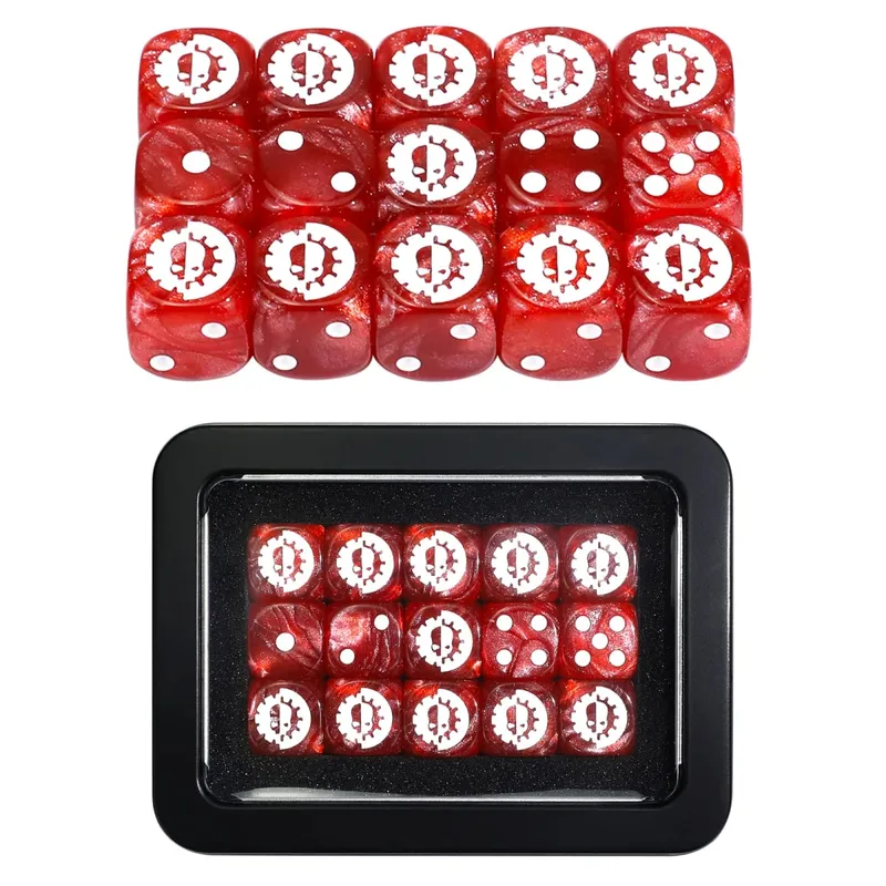 15PCS 16mm/0.63inch D6 Wargaming Dice Set for Tabletop Miniatures Game Damage Tracking Army Faction Themed Dice Tokens