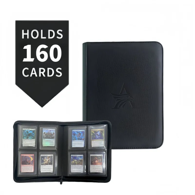 TopLoader 4-Pocket Card Binder (160 Cards) – Black/ Industrial-strength storage for TCG & sports cards. Collector's dream