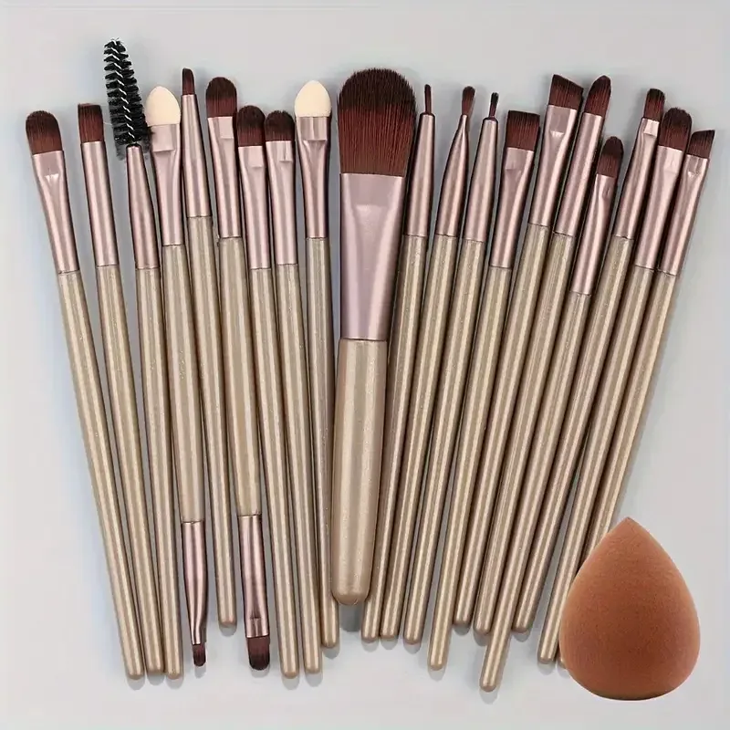 20Pcs Makeup Brushes Set Eyeliner Blending Cheeks Eye Cosmetic Foundation Brush with Makeup Sponge