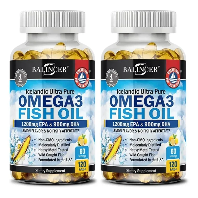 Fish Oil Omega 3 Contains EPA 1200mg & DHA 900mg - for Joints Eyes Cognitive Supplement Non-GMO Gluten Free — image 8