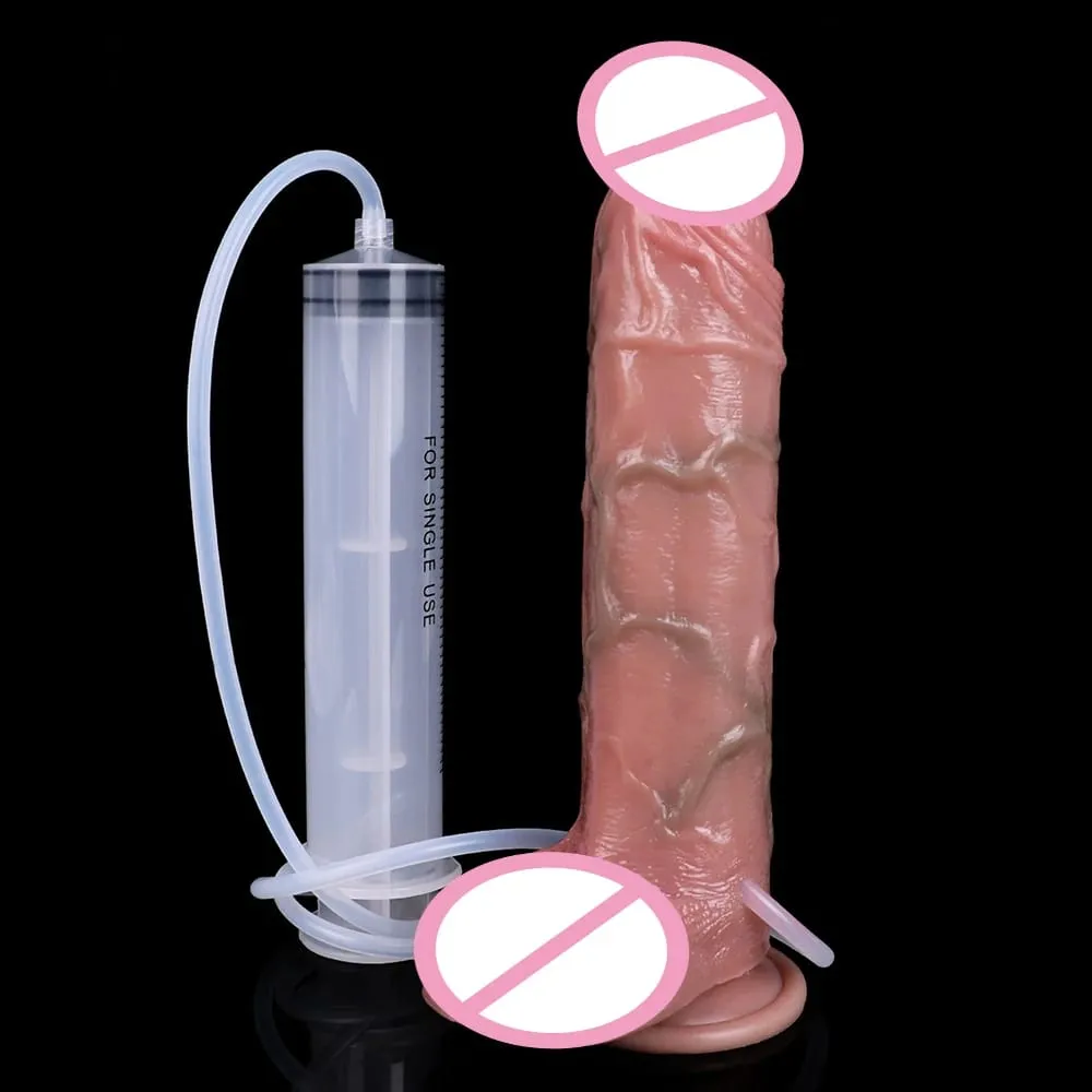 Deep Veins Ultra Squirting Dildo Silicone Skin Touch Long Ejaculating Butt Plug For Men Women G-Spot Stimulate 18+ Sex Toys