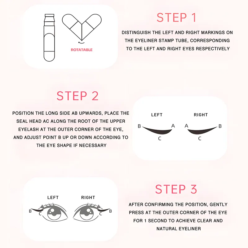 All-in-one Rotating Eyeliner Stamp Pen Quick Eye Makeup Double-Ended Eyeliner Waterproof Long-Lasting Stamp Eyeliner