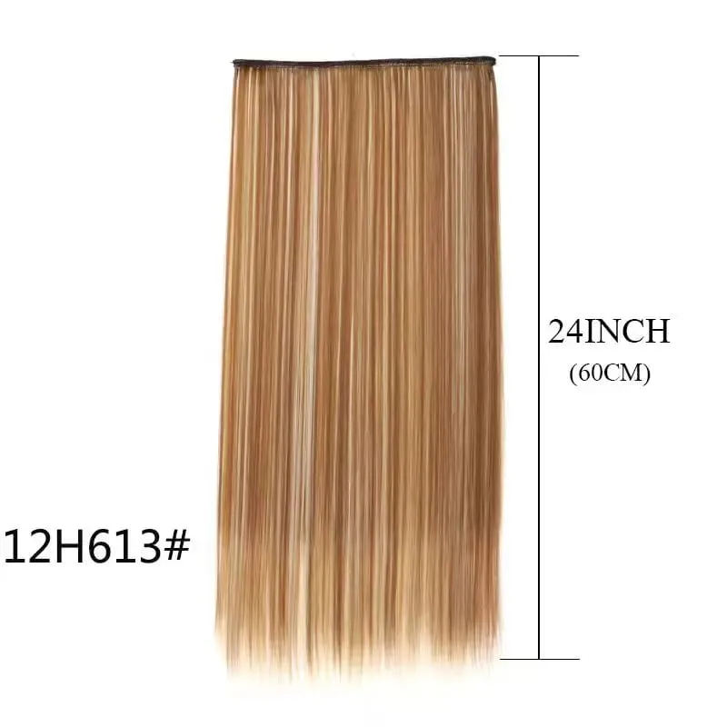 Synthetic Long Straight 5 Clip in Hair Extensions Black Brown Natueal Fake Heat Resistant Hair Piece For Women