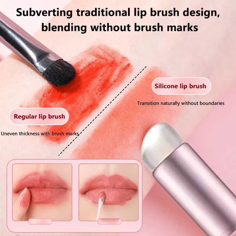 1pc Soft Silicone Lip Brush With Dust Proof Cover Round Head Lipstick Applicator Lips Makeup Tool Multi-use Brushes — image 5