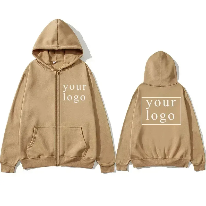 Novo masculino feminino diy zíper cardigan hoodie 2025 nova moda seu próprio design marca logotipo/imagem personalizado em qualquer lugar
