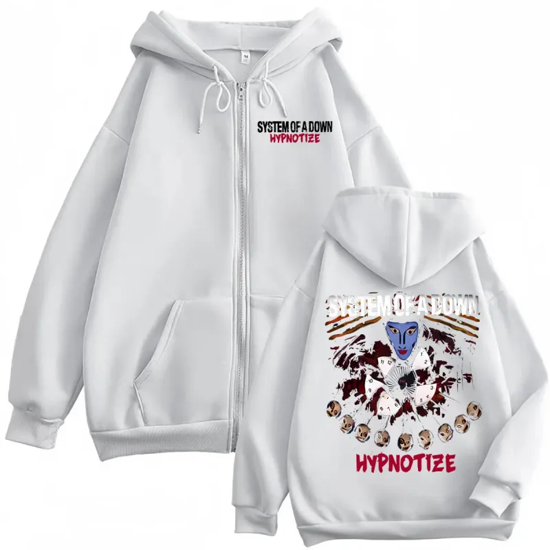 Rock Band System of A Down Hypnotize Graphic Zipper Hoodie Fashion Vintage Zip Up Pullovers Men Women Casual Fleece Sweatshirts