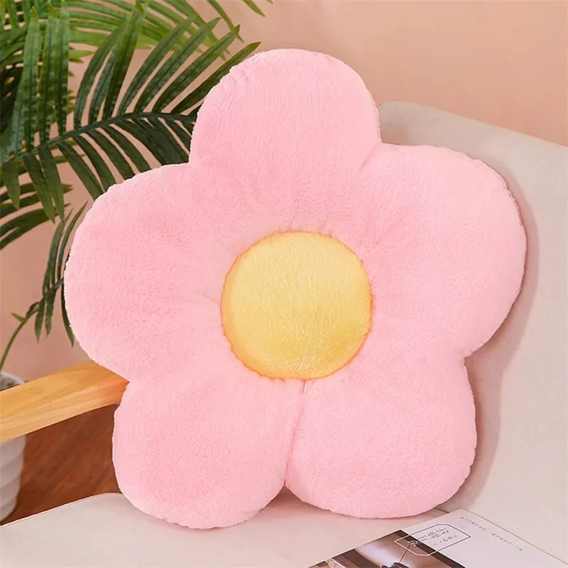 Practical 35cm Kawaii Colorful Flower Plush Pillow Cushion Soft Sunflower Plant Mat Stuffed Sofa Bed Sleeping Back Decor Gifts