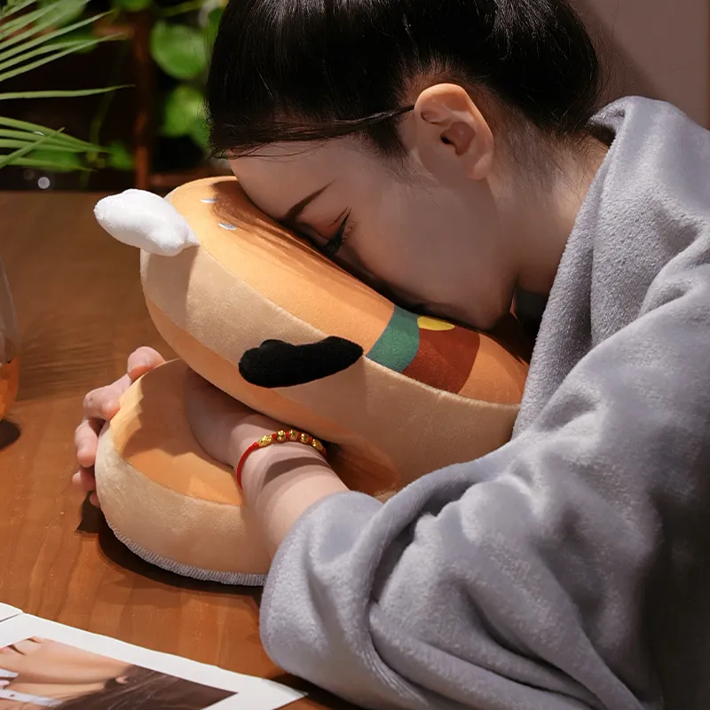 Hamburger Chips Plush Kawaii Sleeping Pillow Cartoon Cushion for Office Chair Waist Backrest Cushion Sofa Home Decor Kid Gifts