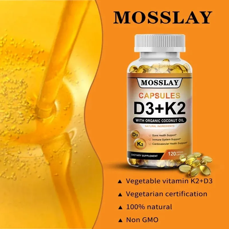 Vitamin K2 og D3 Supplement Premium Formula (30/60/120 kapsler)