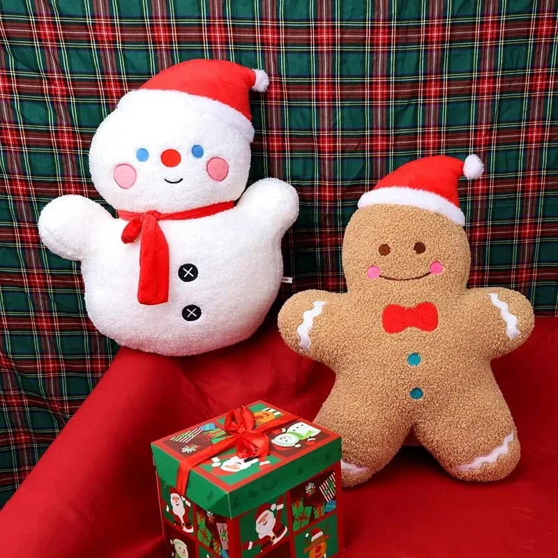 Christmas Tree Snowman Gingerbread Man Plush Pillow Soft Sofa Cushion Napping Pillow Adorably Room Decor Toys Christmas Gift