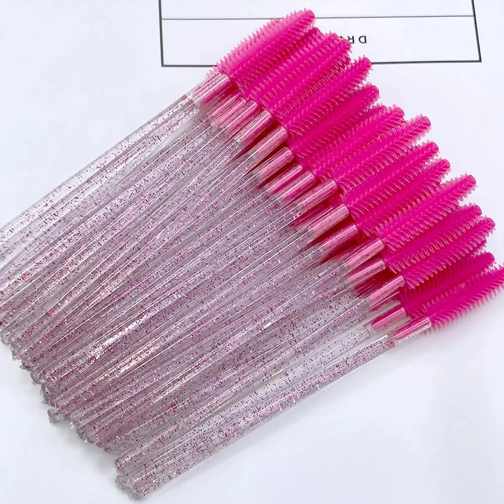 50/100 Pcs Silicone Crystal Mascara Wands Disposable Diamond Eyelash Brushes Comb Beauty Makeup Brush Tools for Women