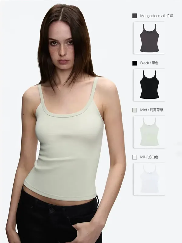 Tank American Style Crew Neck Slim Fit Stretch Basic Crop Top Sweet & Cool Sexy Camisole Vest — image 6