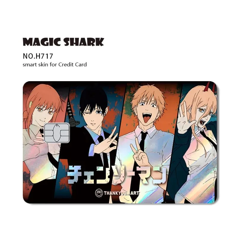 1pc Front Cool Anime Evil Holographic Laser Shinny Film Skin Sticker Cover for Debit Bank Credit Card