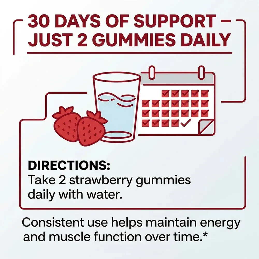 Creatine Monohydrate Gummies 5g for Men & Women To Support Muscle Strength Recovery Cognitive Health & Memory