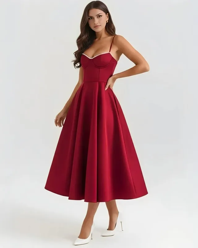 2026 Spring/summer High End Satin Strapless Heavy Industry French Waist Strap Sexy Hot Girl Medium Long Dress Women Elegant