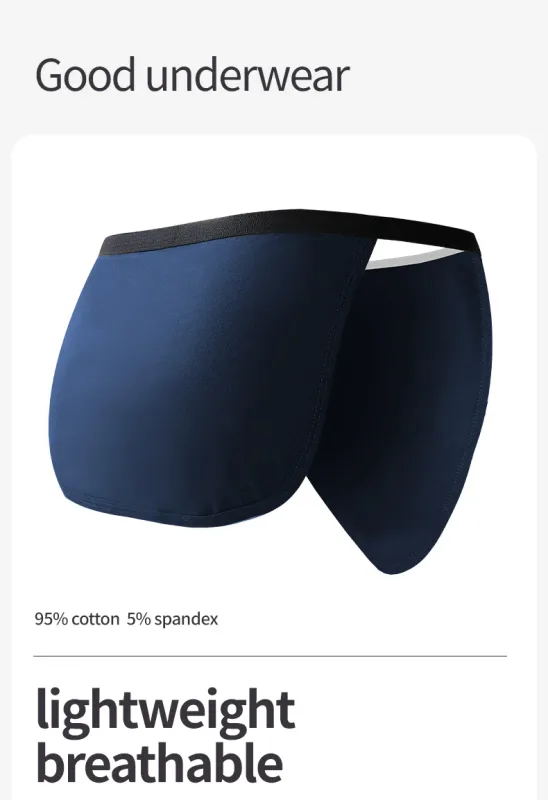 3PCS Men's Japanese Style Fundoshi Cotton Underwear, Breathable Comfort Sports Thong for Men, No Pouch, Sexy Loincloth Private