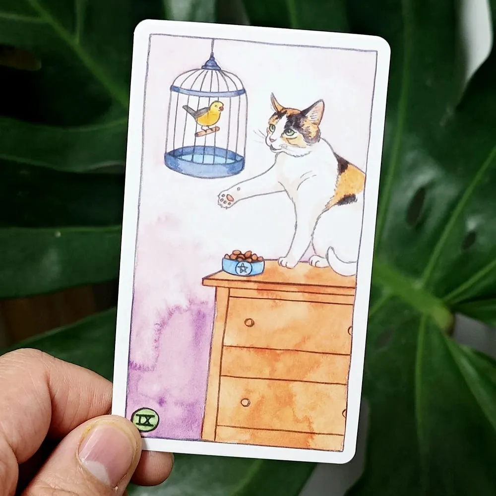 Gato tarô língua russa 10.3*6cm combina autenticidade com um senso de humor felino 78 peças cartas de tarô com tema de gato
