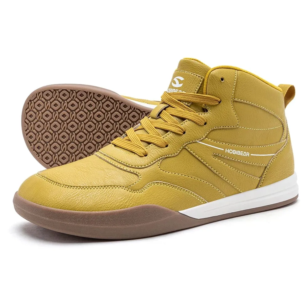 Wide Toe Box Walking Boots Unisex Artificial Leather Mid-Top Outdoor Ankle Shoe Lace Up Non-Slip Running Shoes