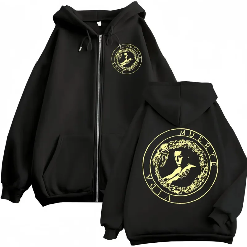 Canserbero All We Need Is Love Muerte Vida Merch Zipper Hoodie Herrenmode Hip Hop Zip Up Sweatshirts Lässige Fleecepullover — image 16