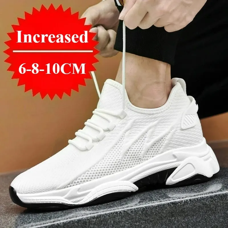 Zapatos de hombre, zapatillas de deporte con aumento de altura de 10cm, zapatos informales transpirables para exteriores, zapatos con cordones para correr para hombre, zapatos de malla con suela suave y elevador — image 2