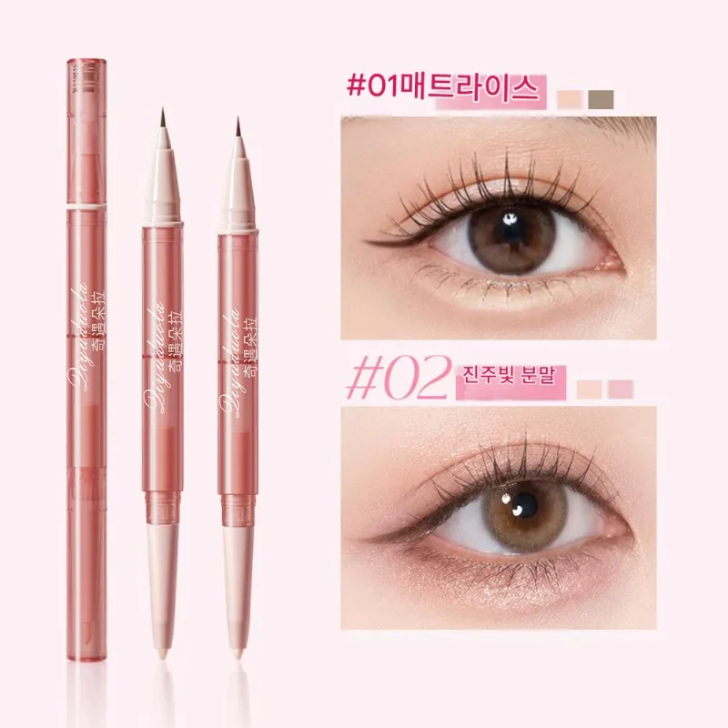 Double Headed Lying Silkworm Pen Liquid Eyeliner Waterproof Natural Glitter Eyeshadow Aegyo Sal Eyes Contour Shadow Make Up