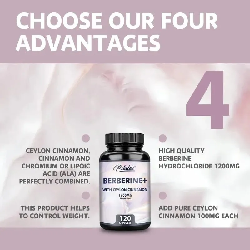 Berberine with Ceylon Cinnamon Capsules - Improve Digestion Supports Cellular Energy Metabolism Promotes Heart and Brain Health