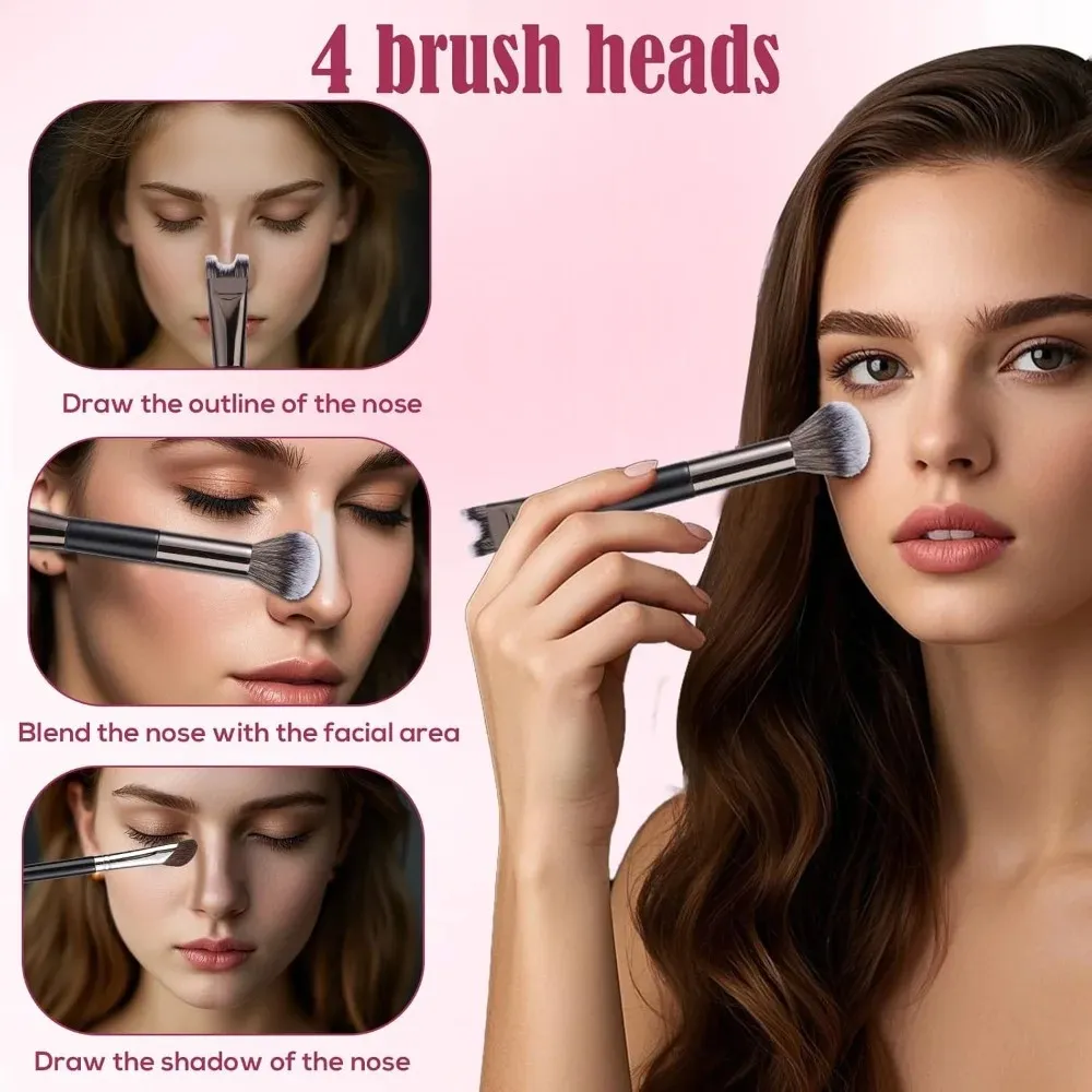 Professional 3/1Pcs Nose Contour Brushes 2 in 1 Makeup Brushes Set Dual Head Powder Blush Eyeshadow Contour Brush Beauty Tools