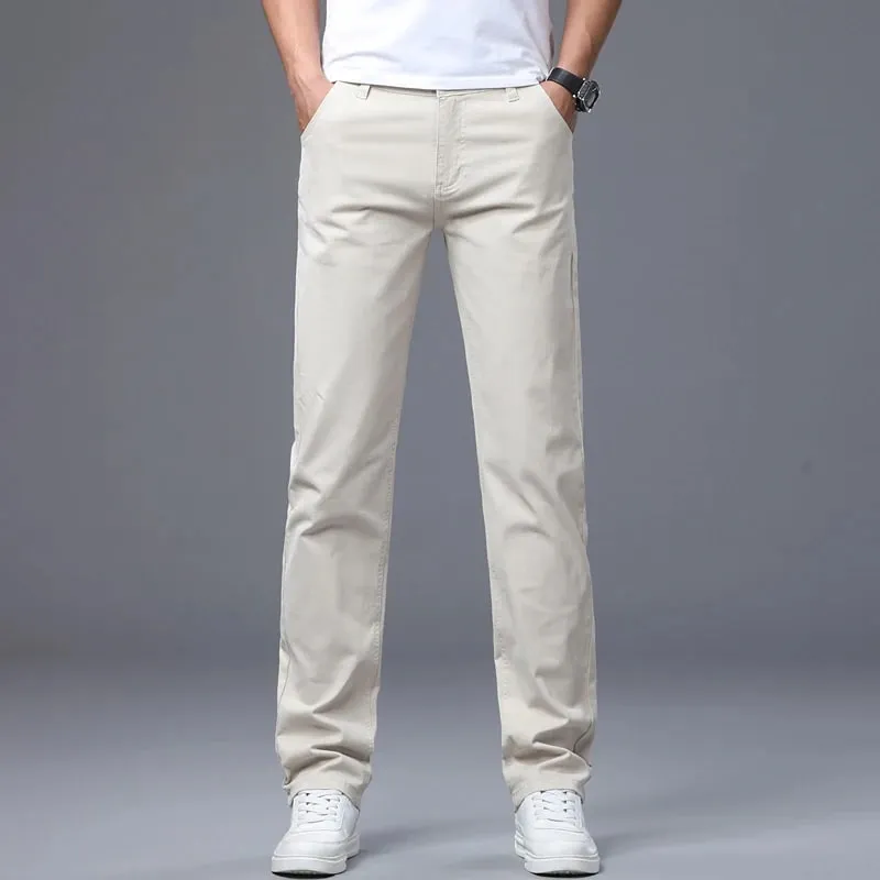 Men's Straight Leg Jeans Slim Fit Stretch Comfort Denim Pants Korean Casual Fashion Minimalist Business Male Daily Trousers