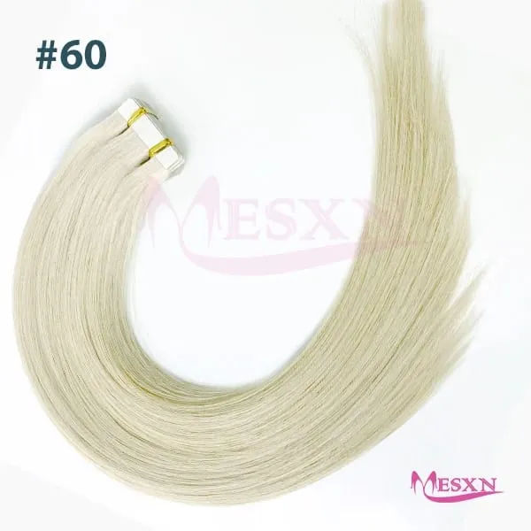 Tape In Hair Extensions 100% Real Human Hair Tape Weft InsInvisible Soft 16"-24" Brown Blonde 613 For Salon
