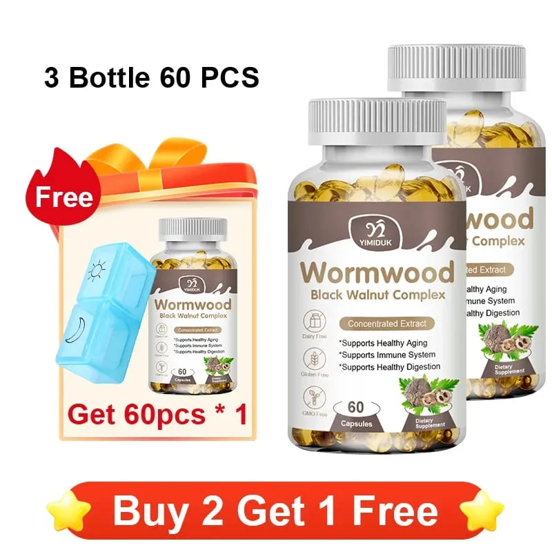 Premium Wormwood Cleanse Supplement with Black Walnut Clove & Quassia Supports Intestinal Health Detox & Digestive Balance