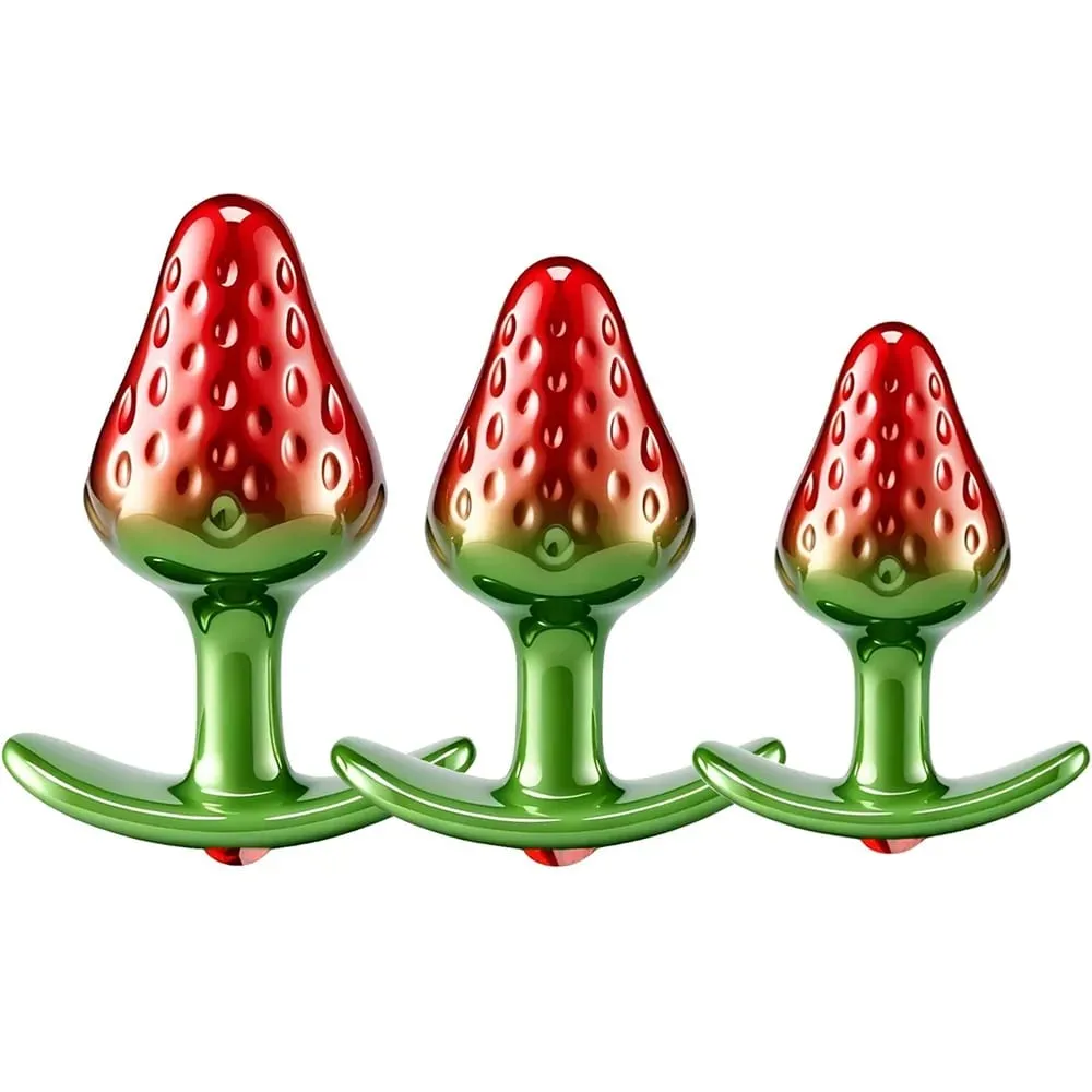 Strawberry Metal Anal Beads Butt Plug Set Small Medium Large Wearable Anal Plug Jewelry Anal Sex Toy For Man Woman — image 5