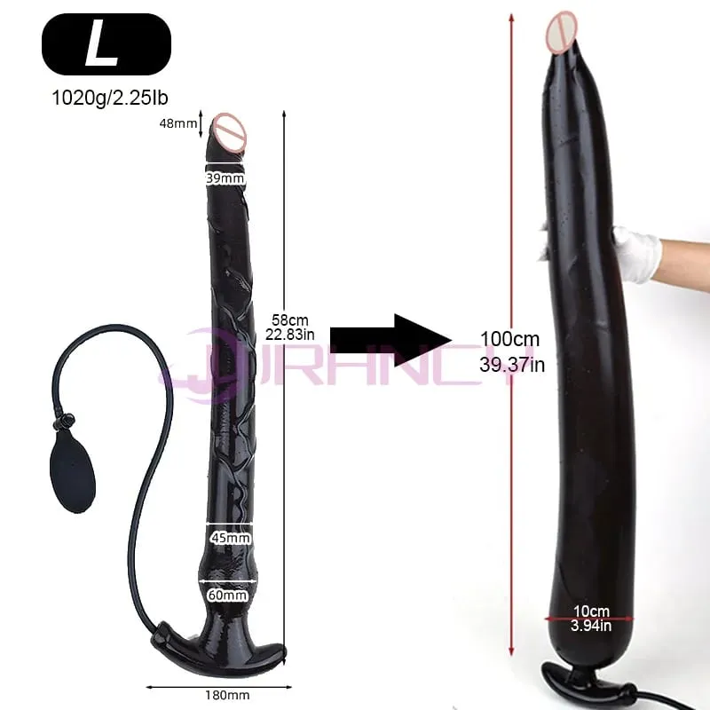 Super Long 100cm Inflatable Anal Dildos Liquid Silicone Huge Butt Plug in-depth Rectal Dilation Prostate Massage BDSM Sex Toys