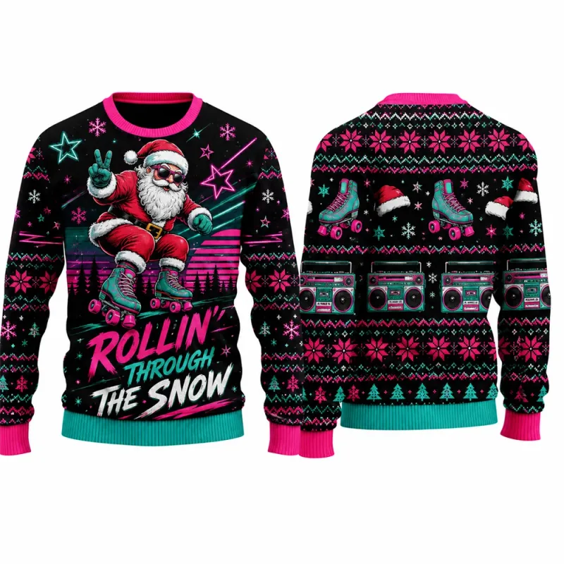 Funny Santa Ugly Christmas Sweatshirt Men Women 3D Print Crewneck Long Sleeve Xmas Party Pullover Holiday Gift Winter Streetwear