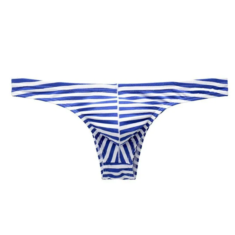 Europe Men's Striped Bikini Briefs Low Waist Sexy U Convex Underwear Male Half Covered Buttocks Tanga Panties Plus Size M-XXXL — image 17