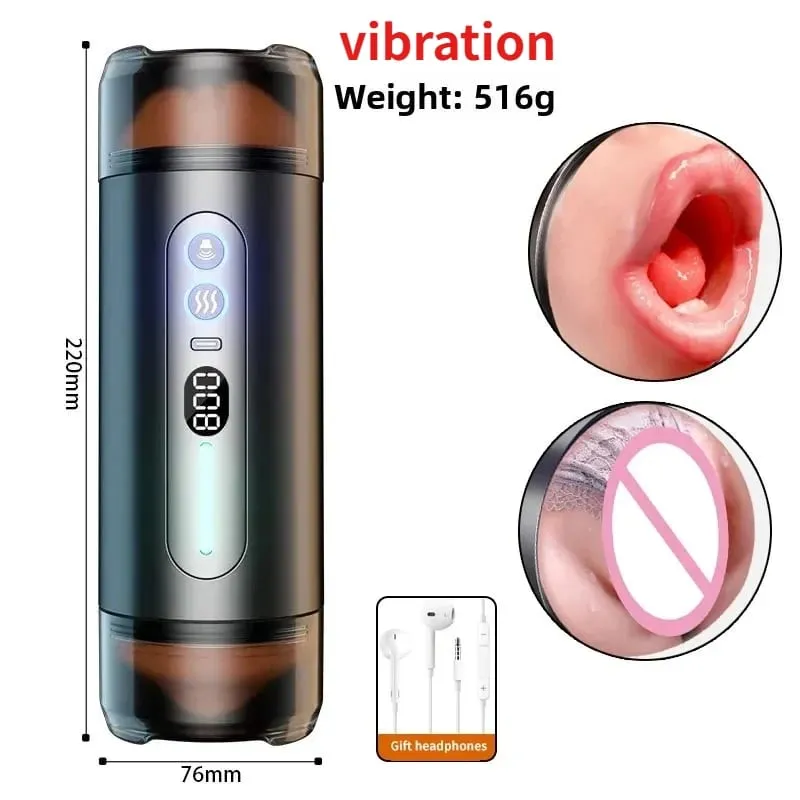 2 IN 1 Realistic Artificial Vagina for Men Masturbator Cup Deep Throat Blowjob Massager Pocket Pussy Erotic Penis Adult Sex Toys
