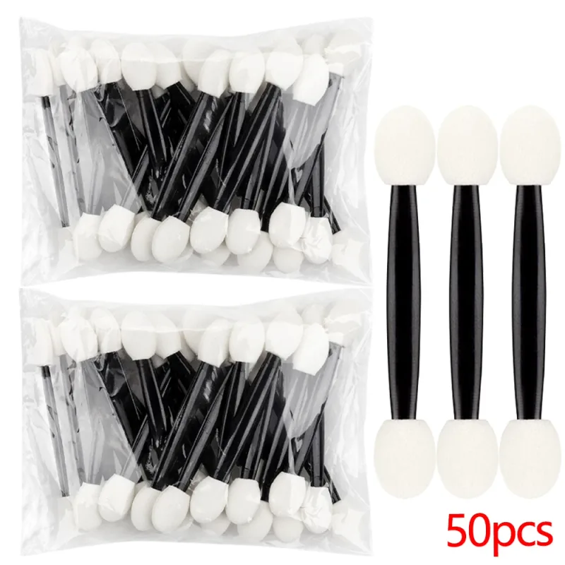 50/100pcs Eyeshadow Applicators White Dual Sides Eye Shadow Brush Makeup Sponge Brushes For Girls Cosmetic Tool Applicators