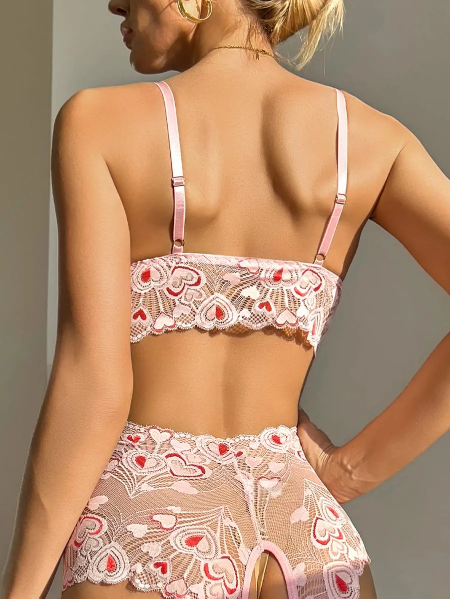 Sexy Intimate Lingerie For Women Fancy Open Chest Bra Panty Set Seductive Hollow Lace Party Outfit Hot Girl Crotchless Underwear