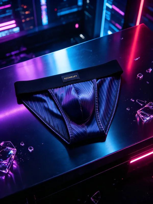 3PCS Men's 3D Pouch Briefs Vertical Stripe Satin Mesh Combo High Elastic Waist Simple Fashion Home Daily Underwear